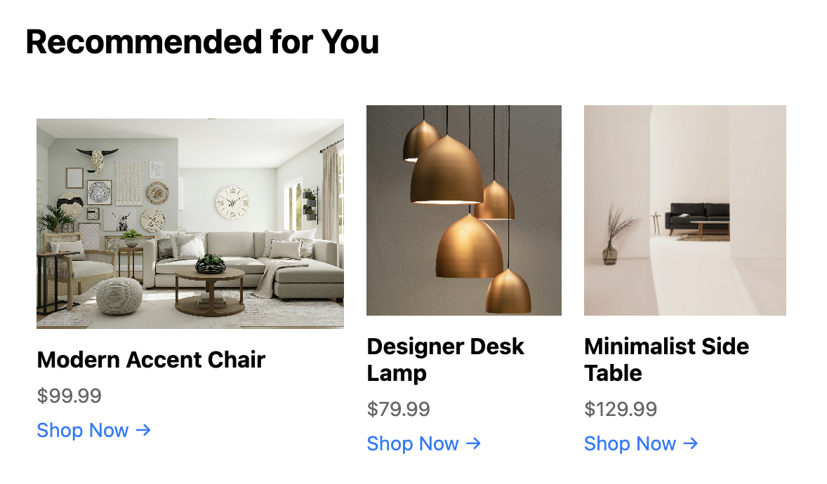 Product Recommendation Grid