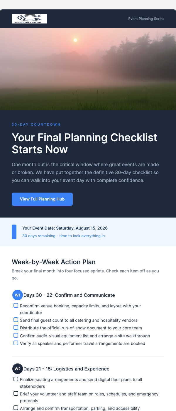 30 Days to Your Event – Final Planning Checklist