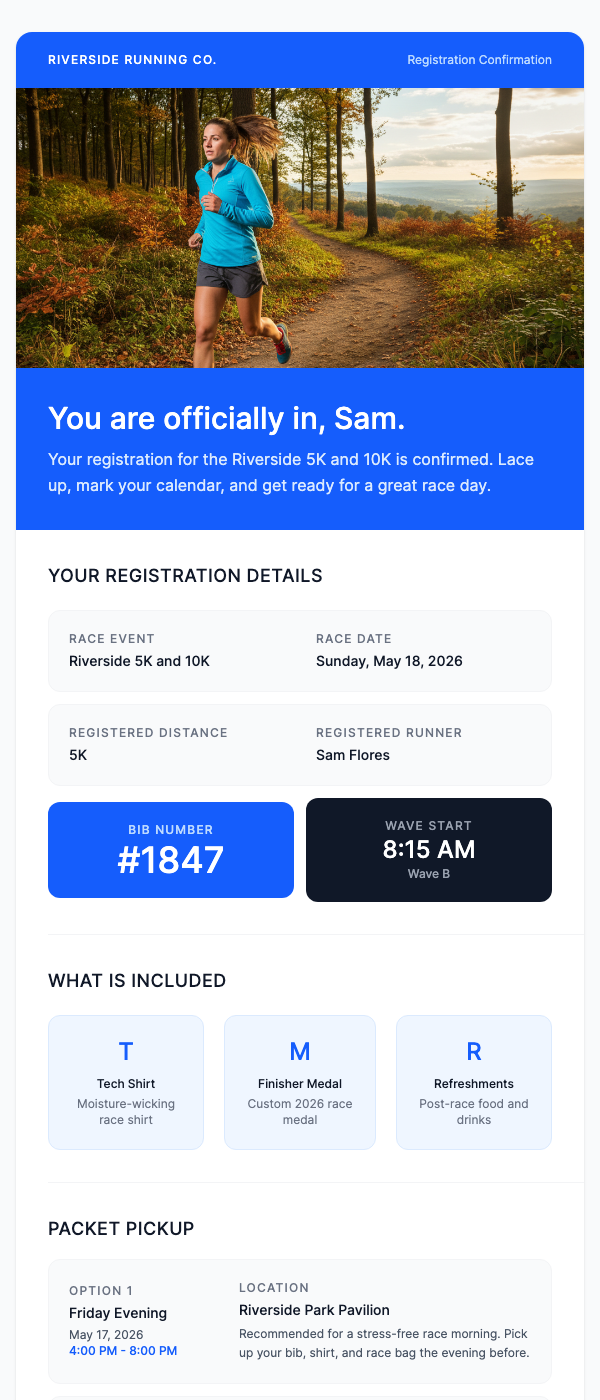 5K Race Registration Confirmed