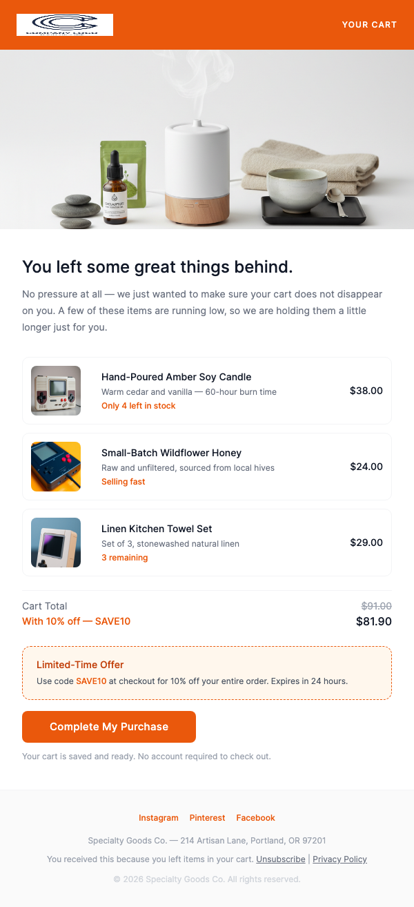 Abandoned Cart – Don't Leave Without Your Items
