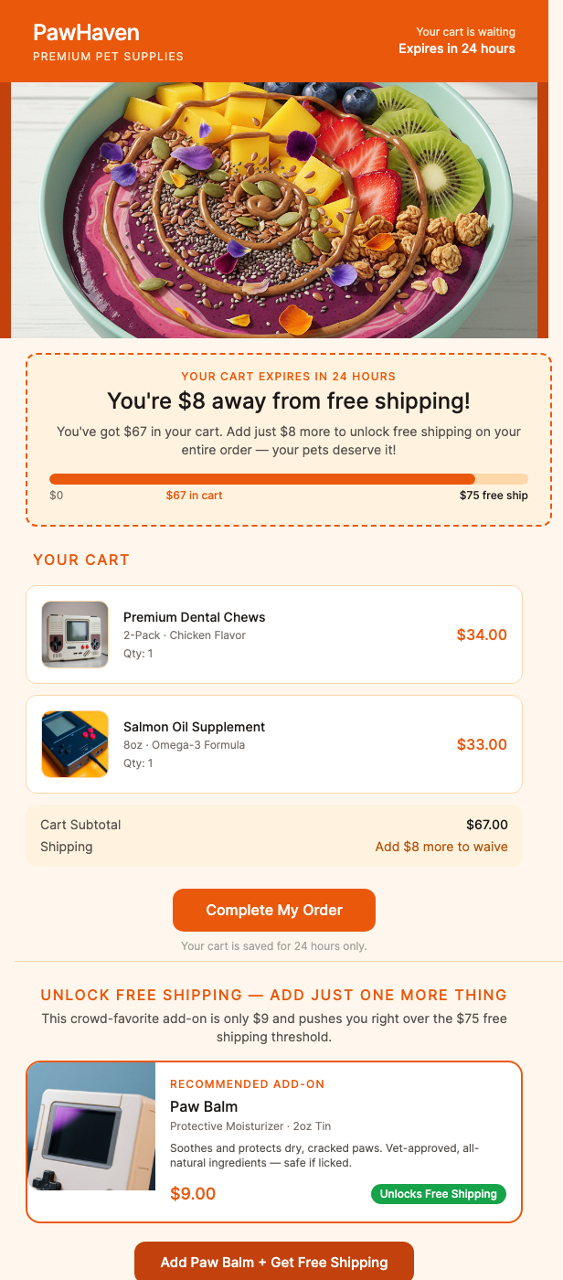 Abandoned Cart – Free Shipping Offer