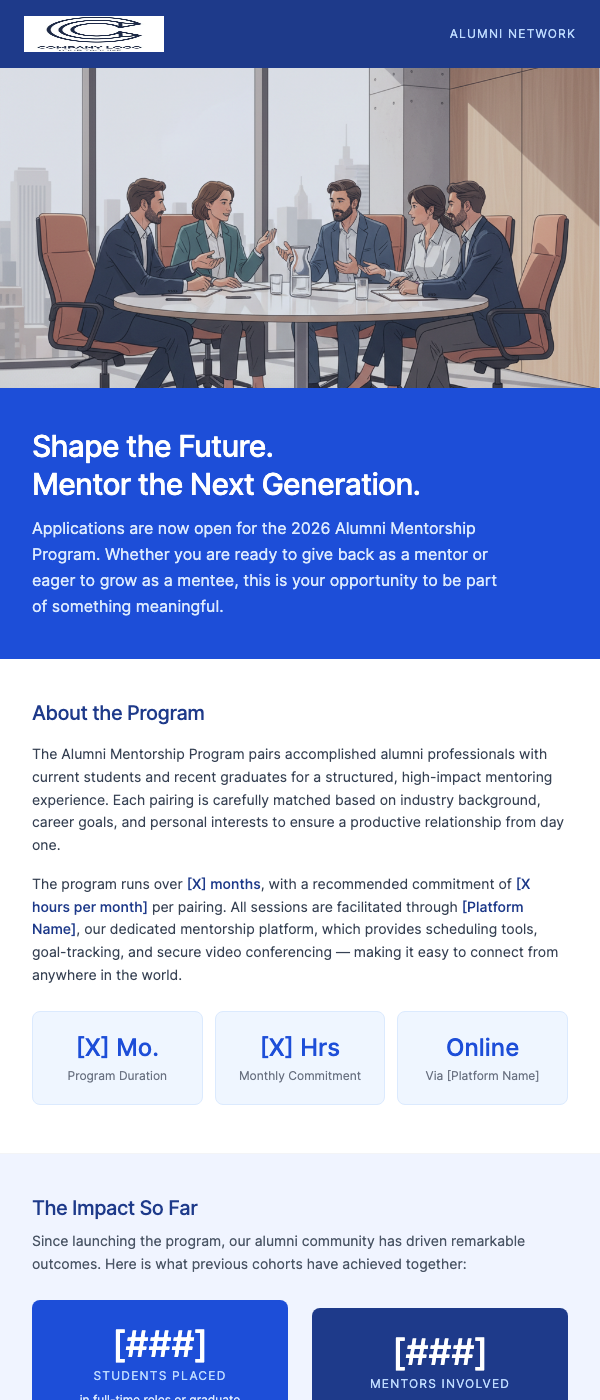 Alumni Mentorship Program – Apply to Mentor or Be Mentored