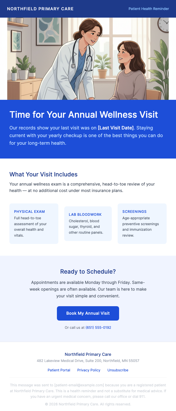 Annual Checkup Reminder – Schedule Your Wellness Visit