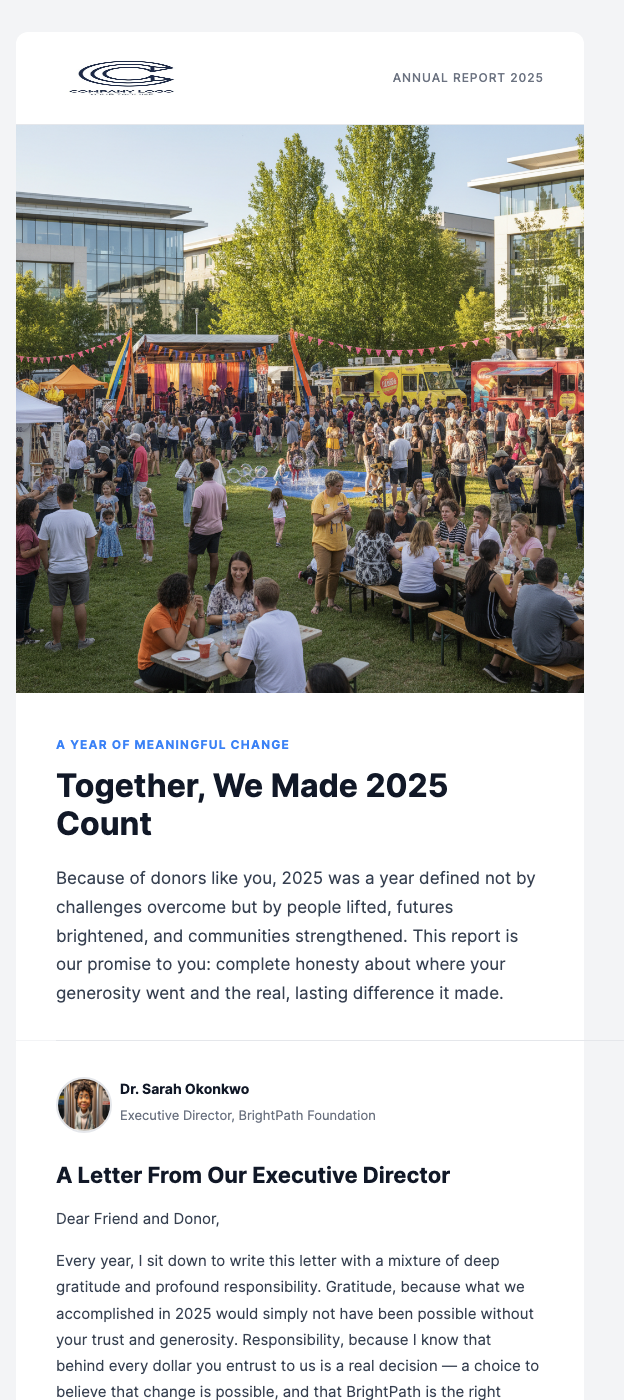 Annual Report to Donors – Your Impact This Year