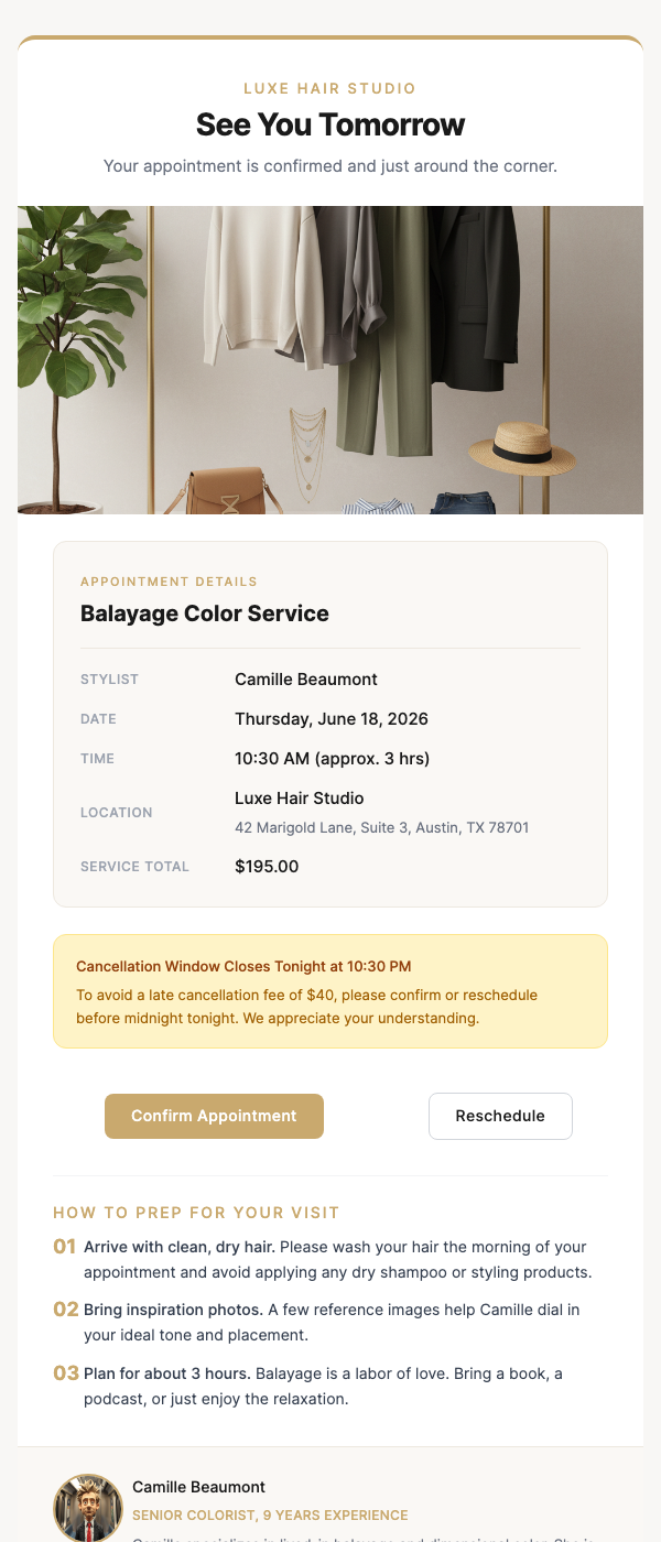 Appointment Reminder – 24 Hours