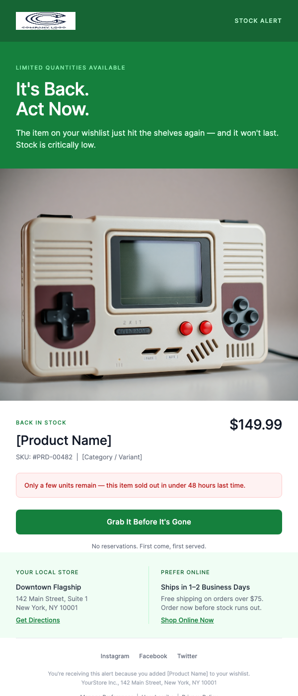 Back in Stock at Your Local Store