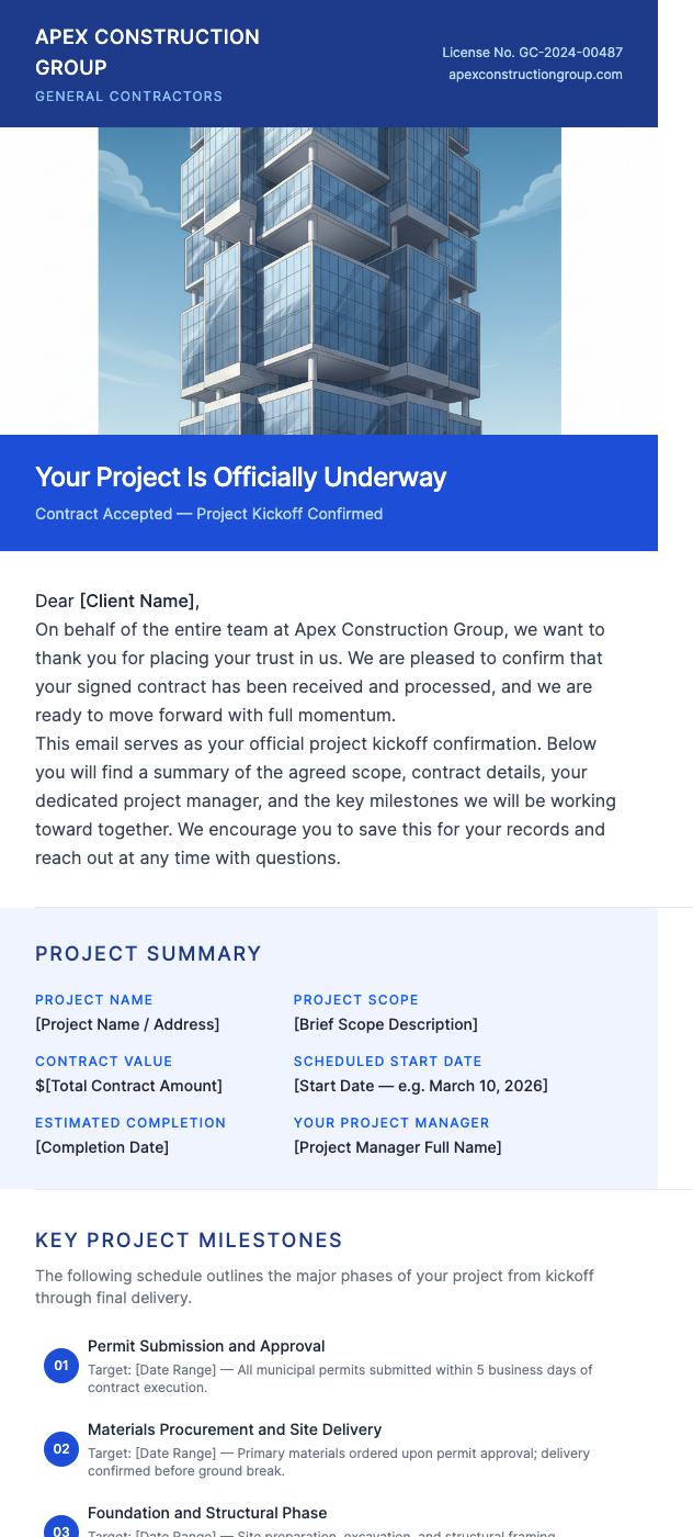Bid Accepted – Construction Project Kickoff