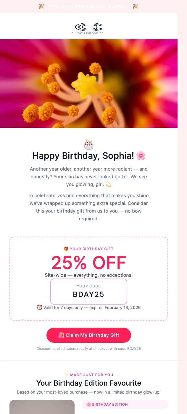 Birthday Reward Email