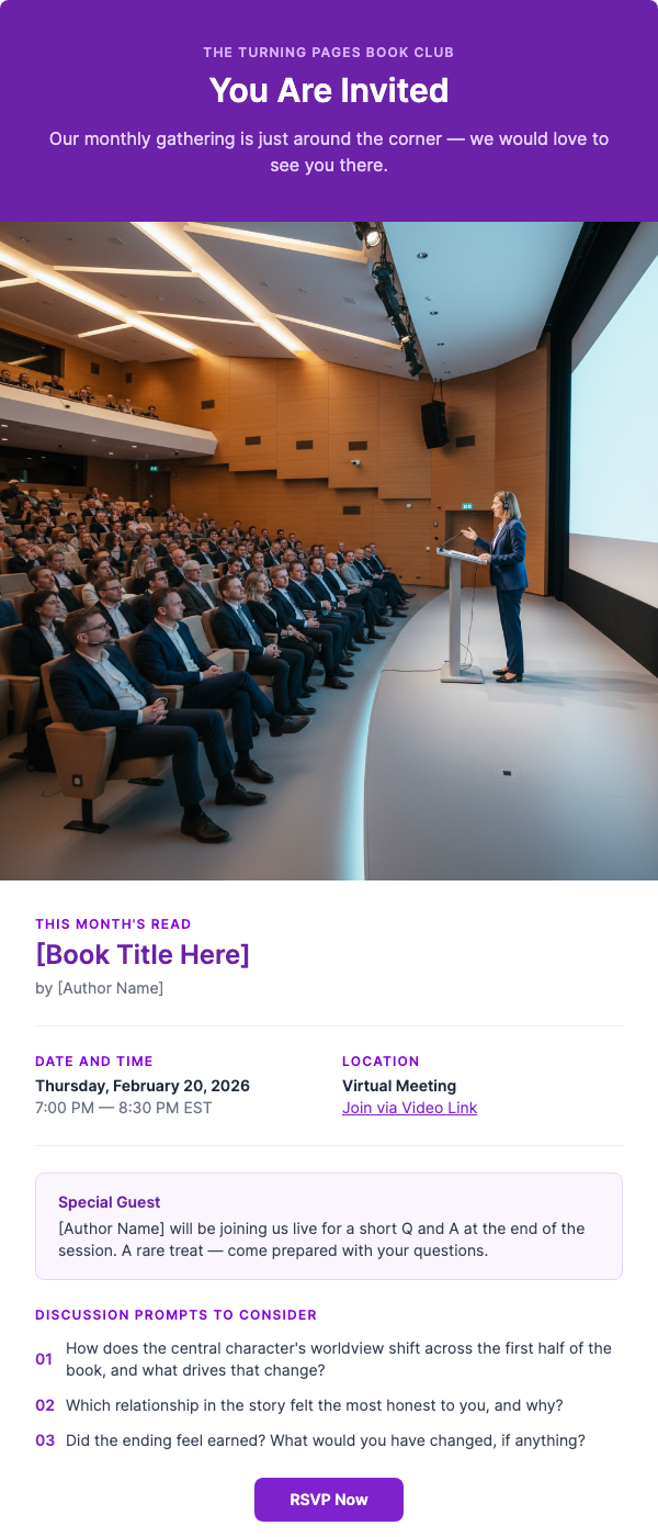 Book Club Meeting Invitation