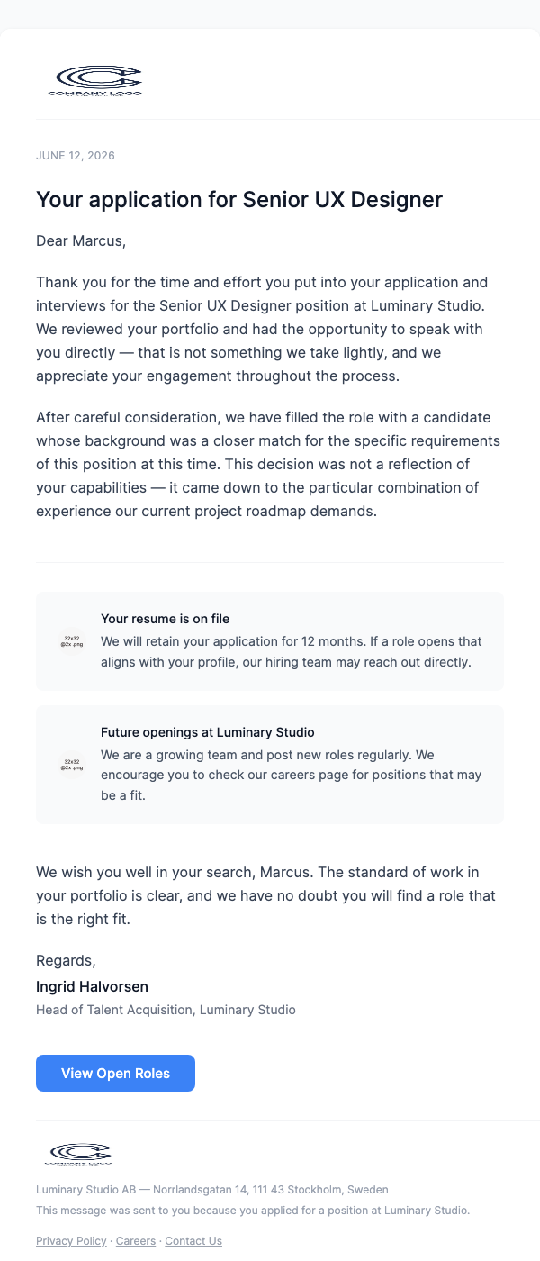 Candidate Rejection – With Care