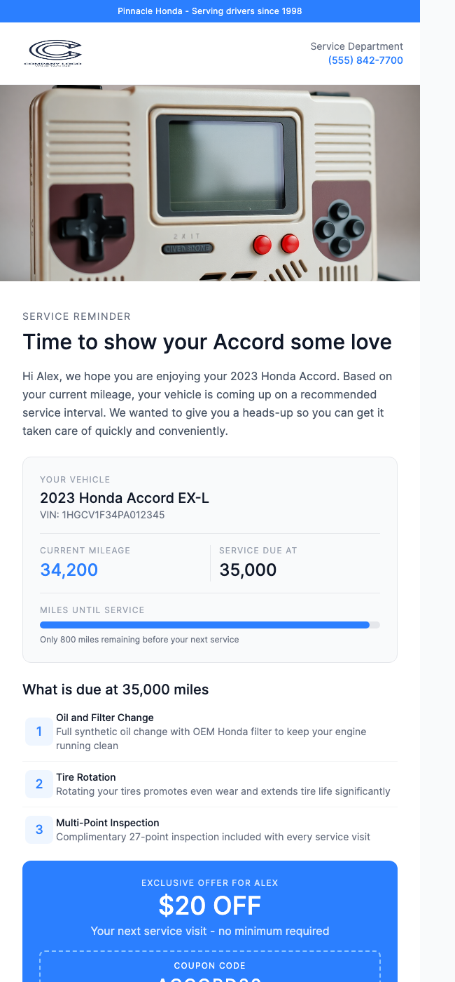 Car Service Due Reminder