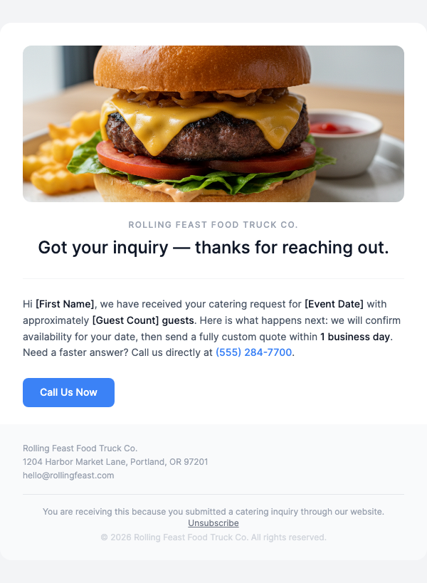 Catering Inquiry Received – Here's What Happens Next