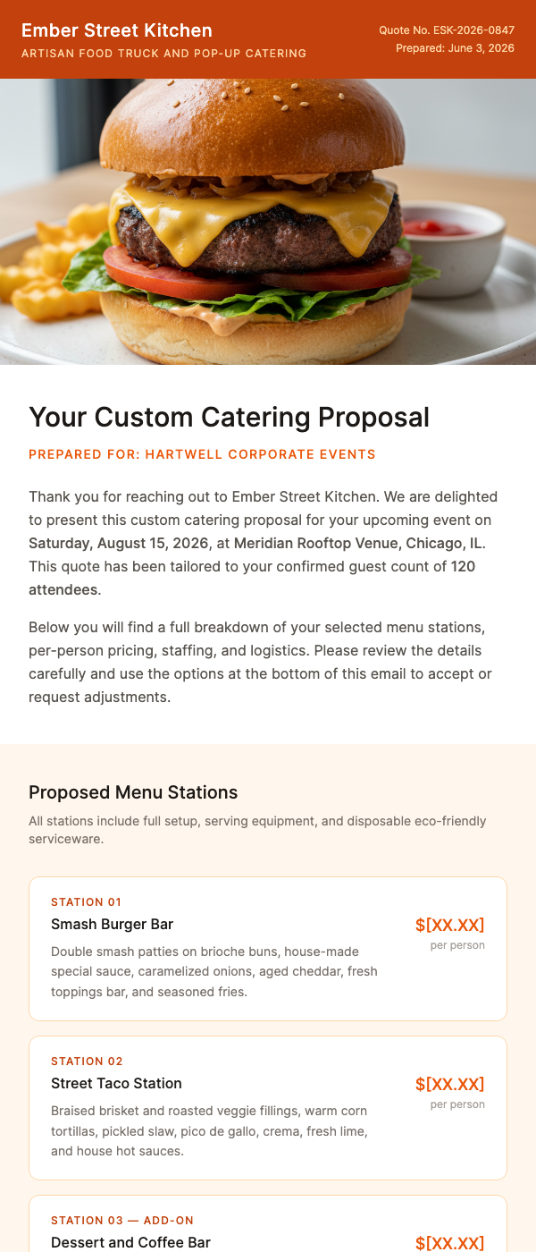 Catering Quote Ready – Review Your Custom Menu