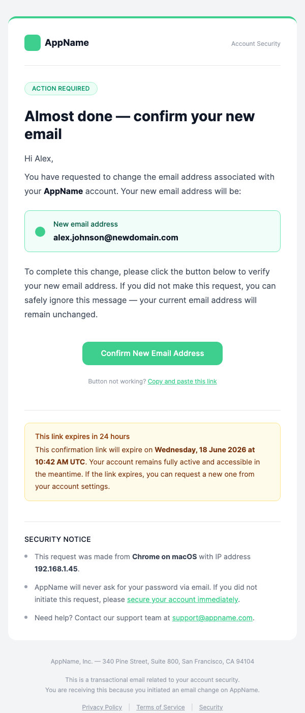 Change Email Address – Branded