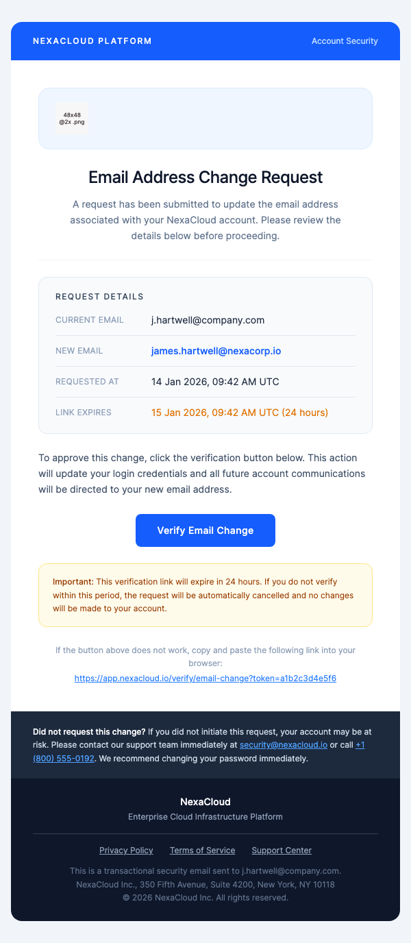 Change Email Address – Corporate