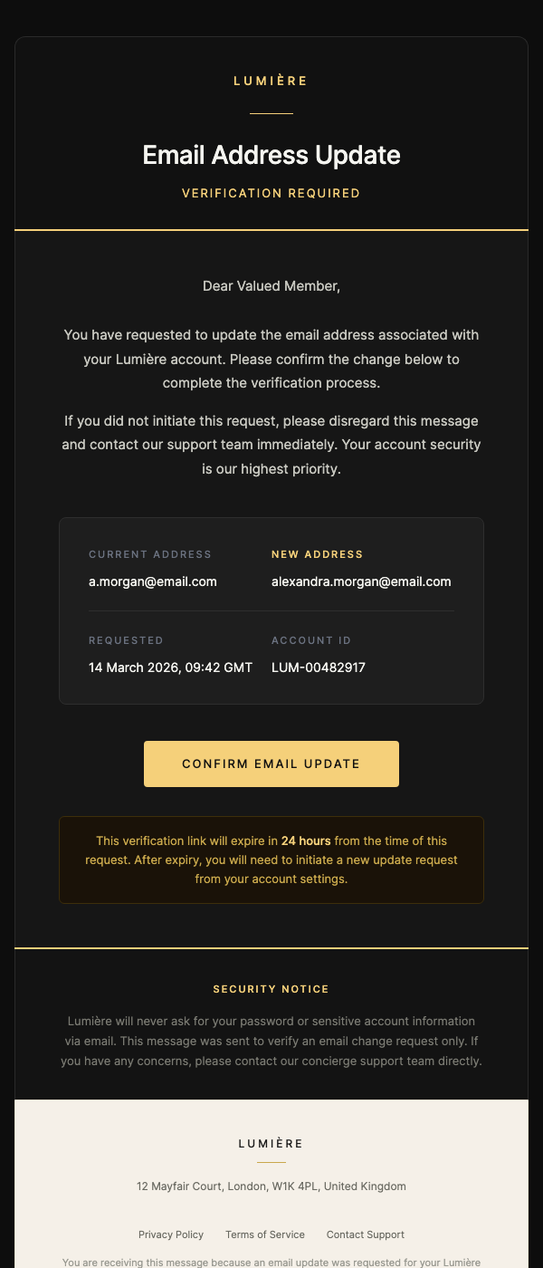 Change Email Address – Luxury