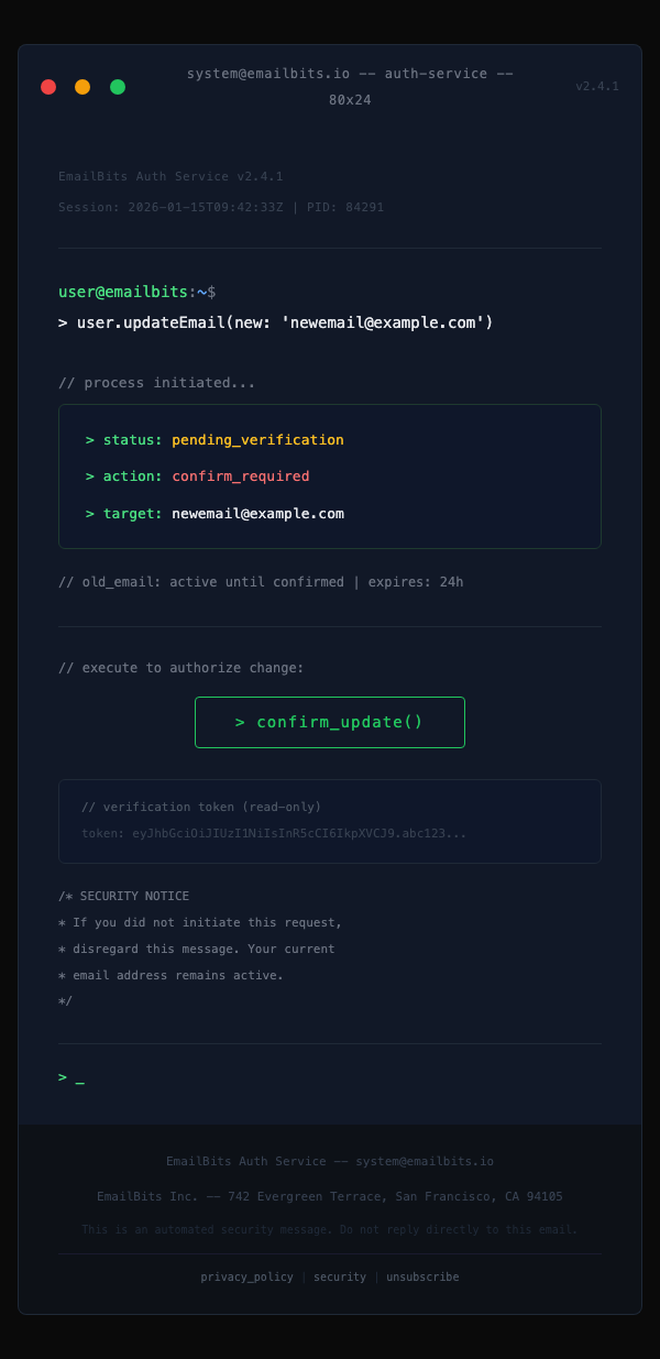 Change Email Address – Terminal