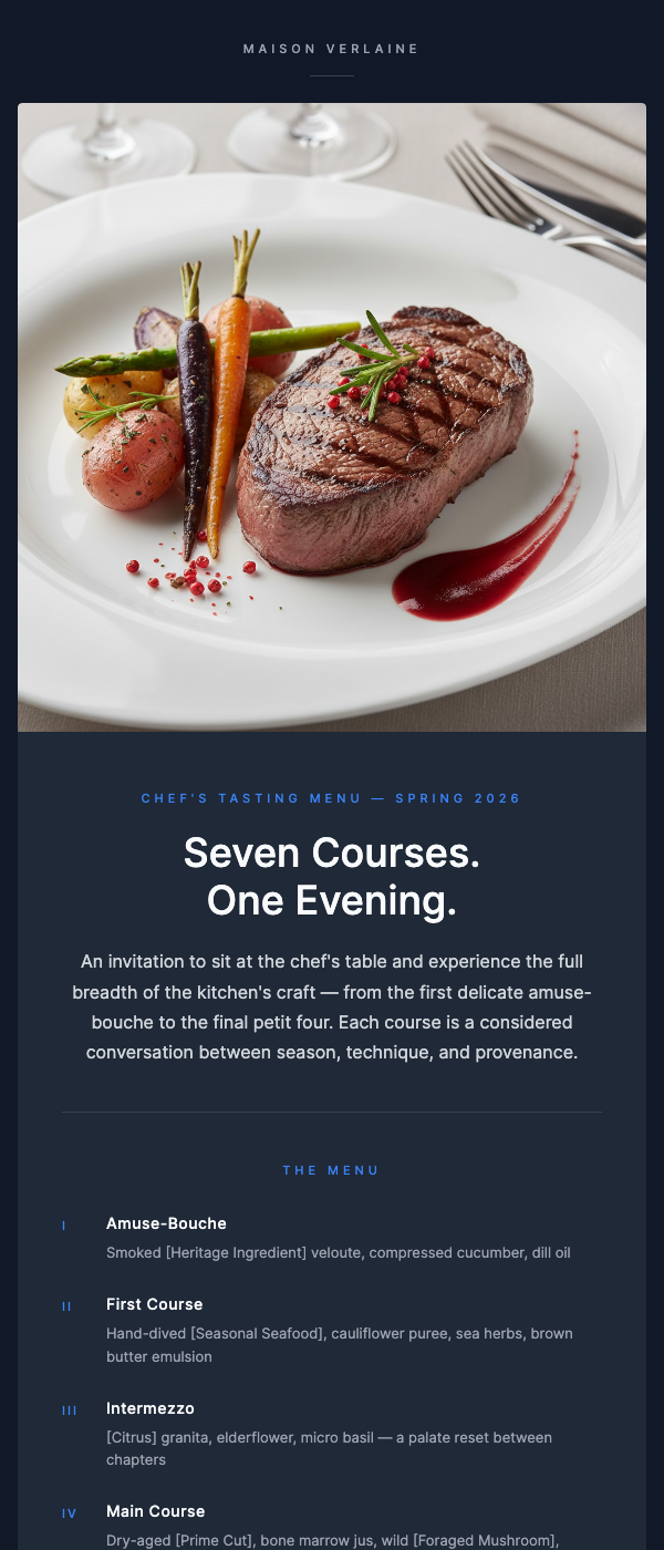 Chef's Tasting Menu – Reserve a Special Experience