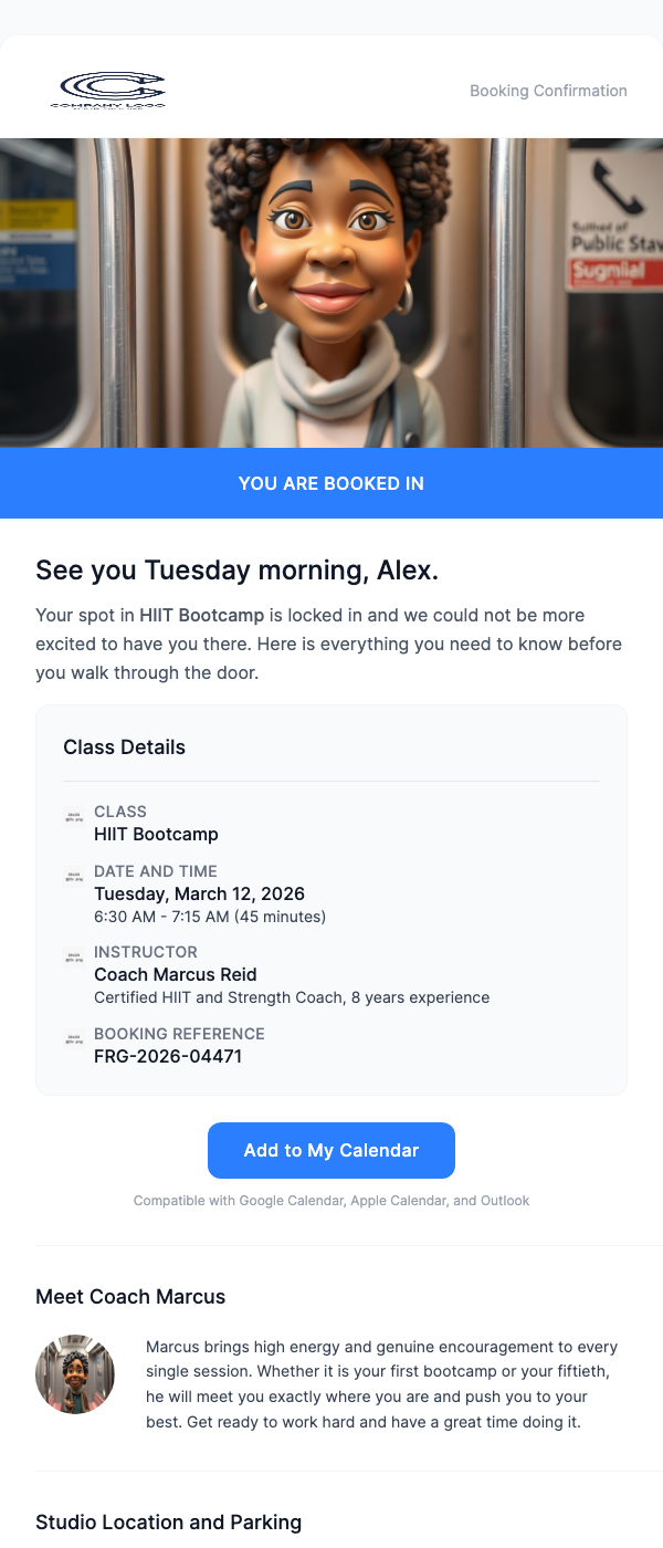 Class Booking Confirmation