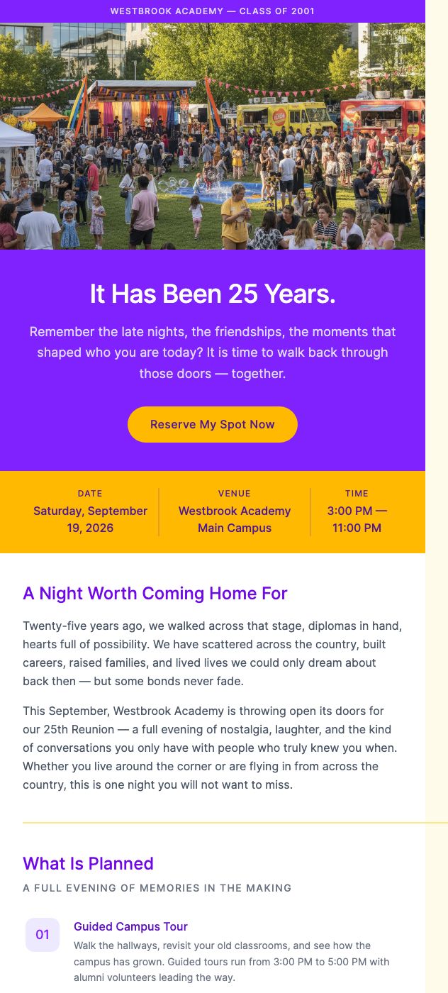 Class Reunion Invitation – Come Back Home