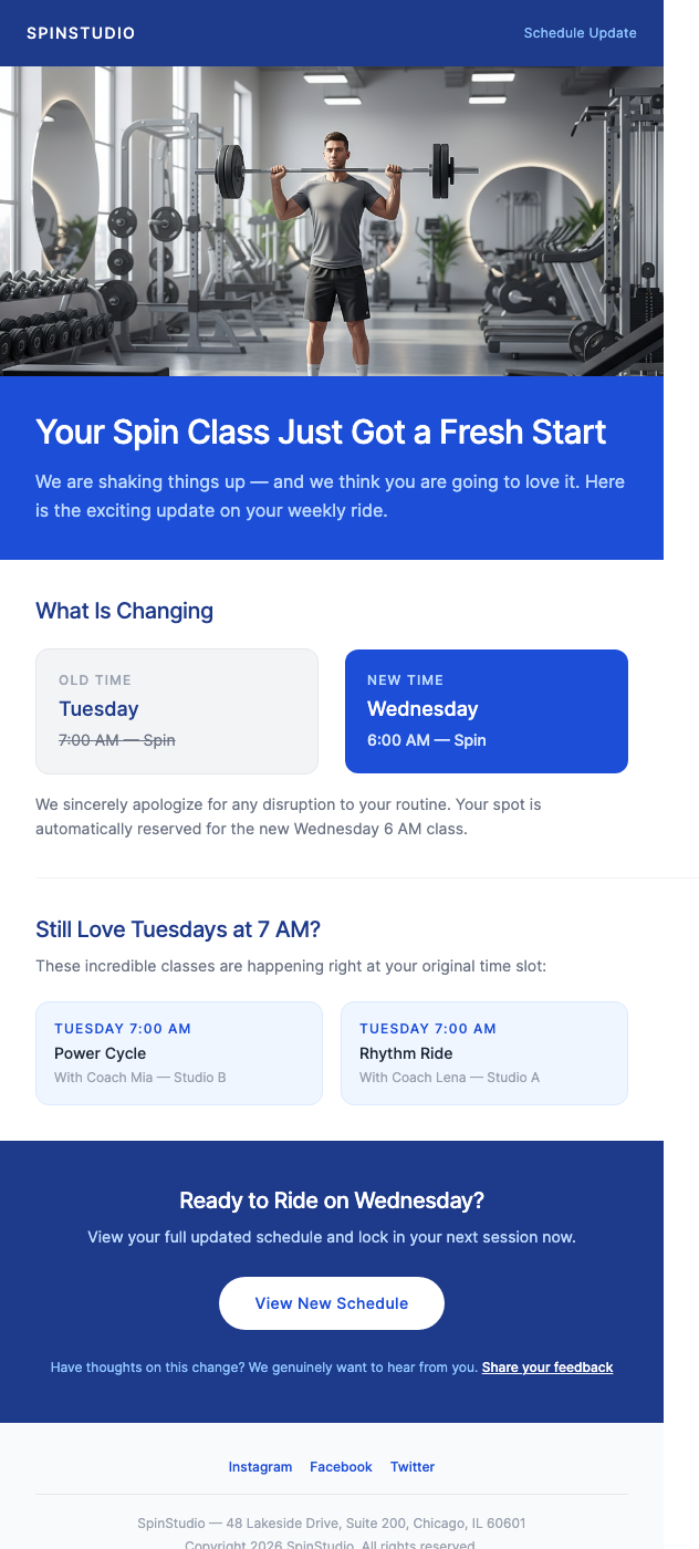 Class Schedule Change – Important Update for Your Favorite Classes