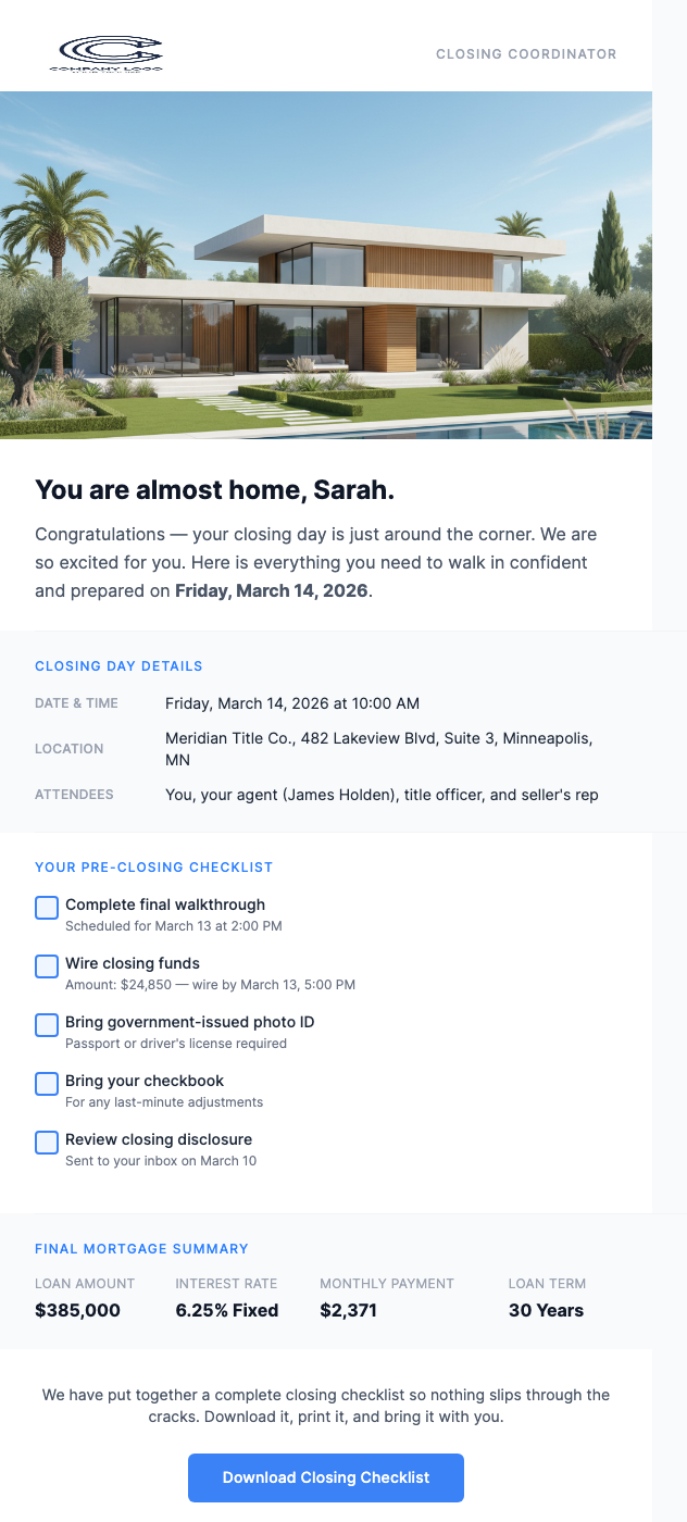 Closing Day Checklist – You're Almost Home Owners!