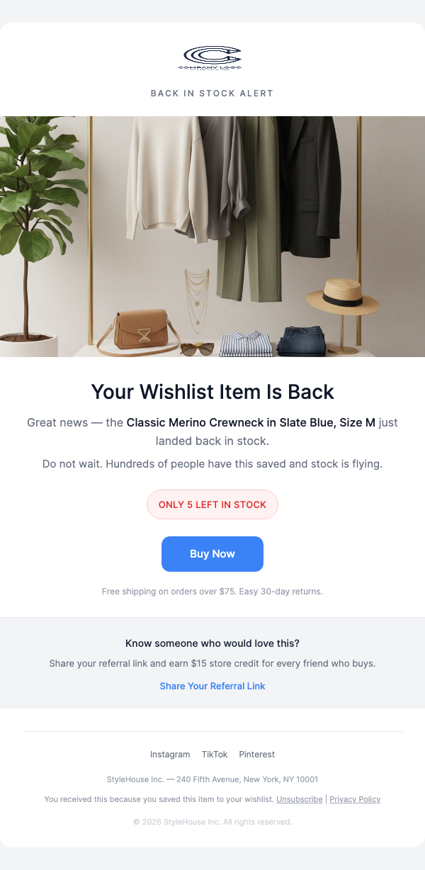 Color/Size Restock – Your Wishlist Item Is Back