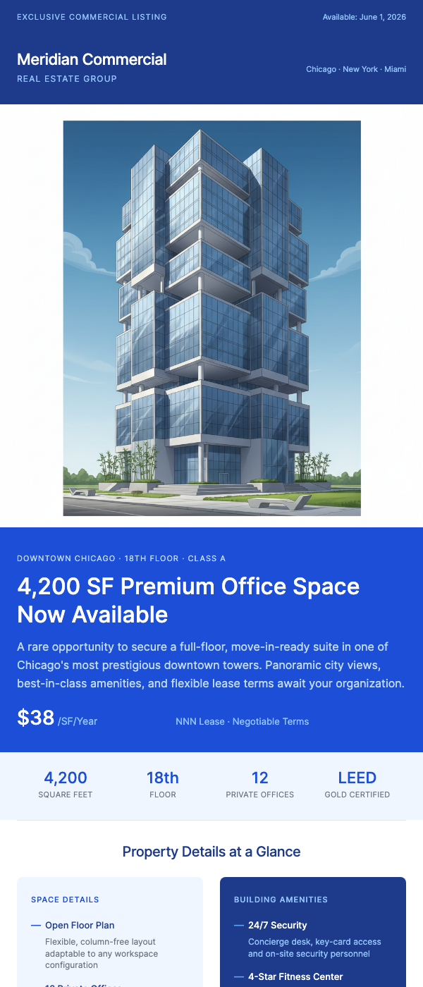 Commercial Space Available Announcement