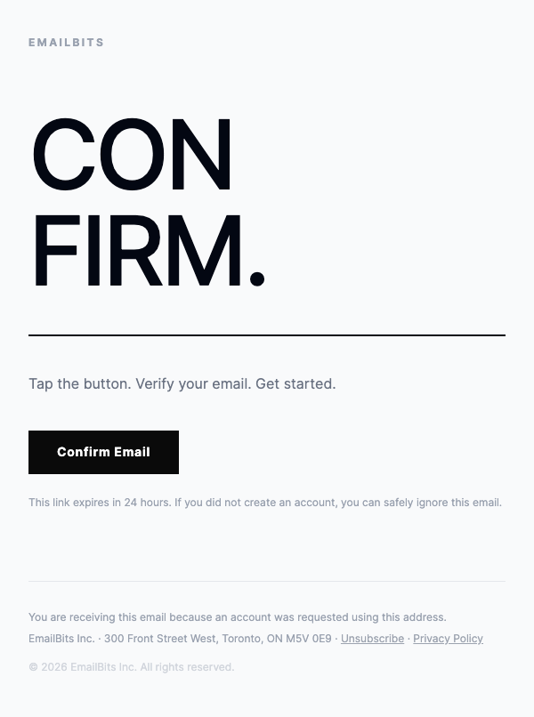 Confirm Sign Up – Bold
