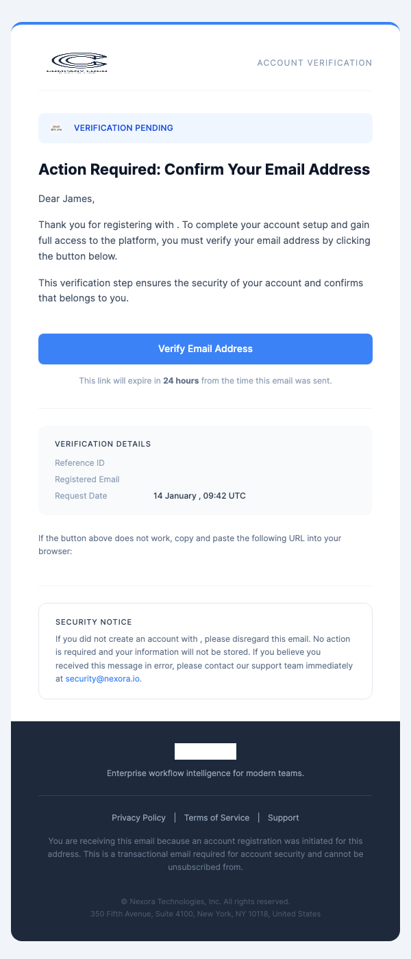 Confirm Sign Up – Corporate