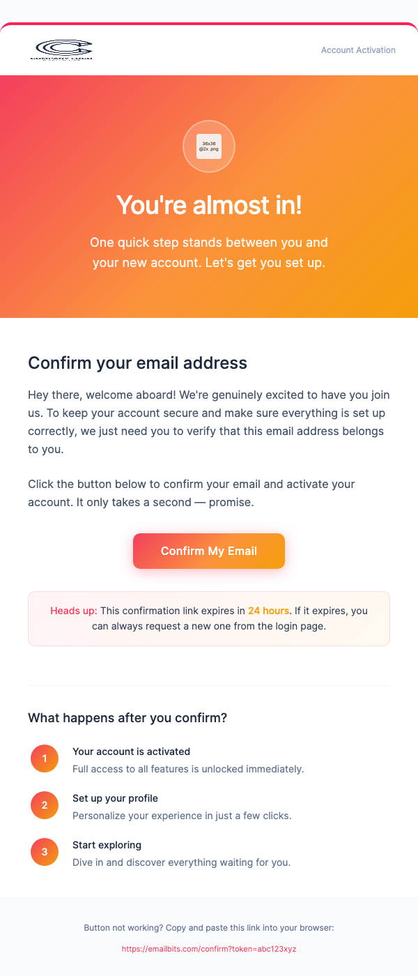 Confirm Sign Up – Gradient