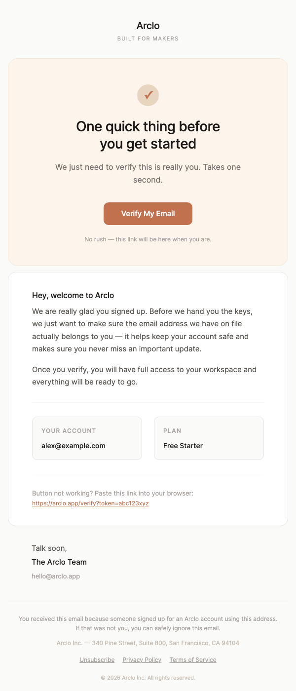 Confirm Sign Up – Startup