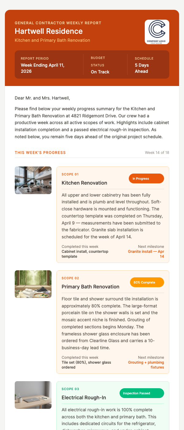 Construction Weekly Project Update