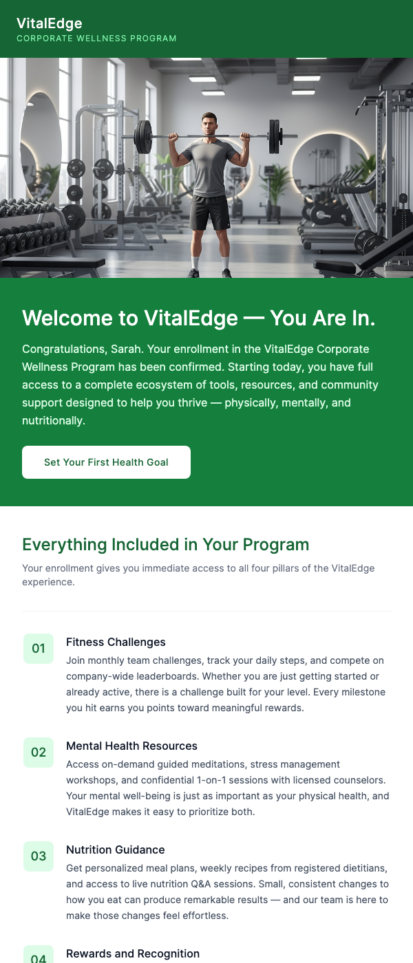 Corporate Wellness Program – You're Enrolled