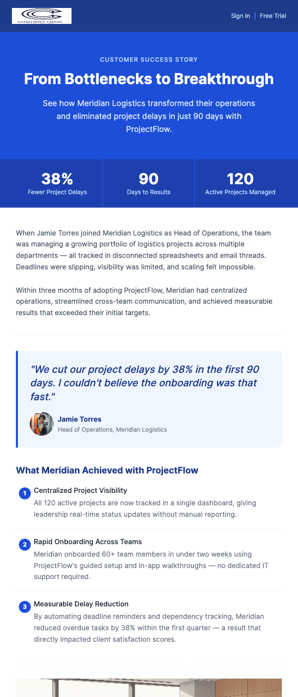 Customer Success Story Email