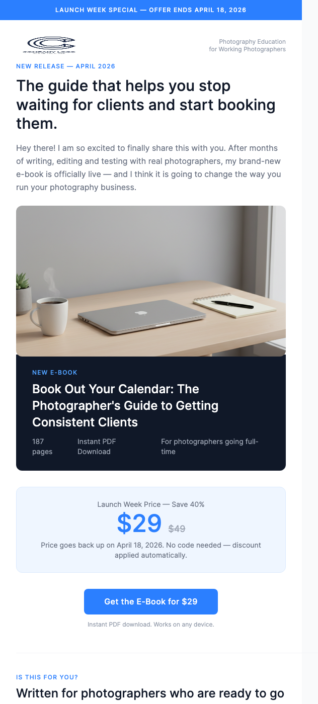 E-Book Launch – Photography Business Guide