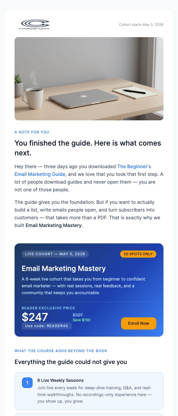 E-Book Upsell to Course