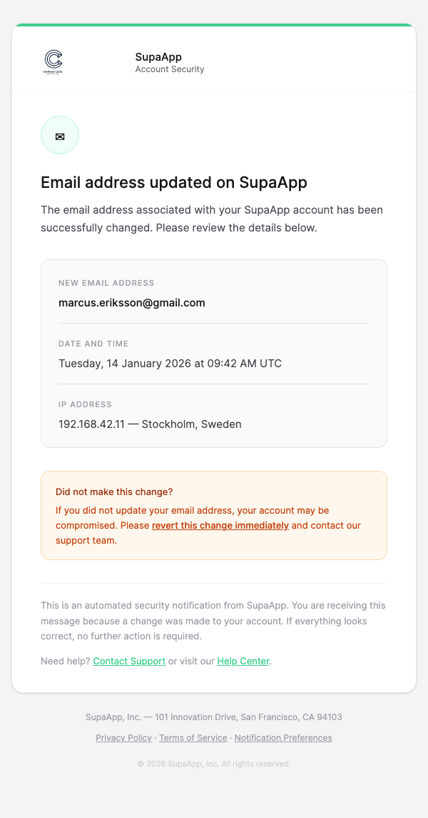 Email Address Changed – Branded