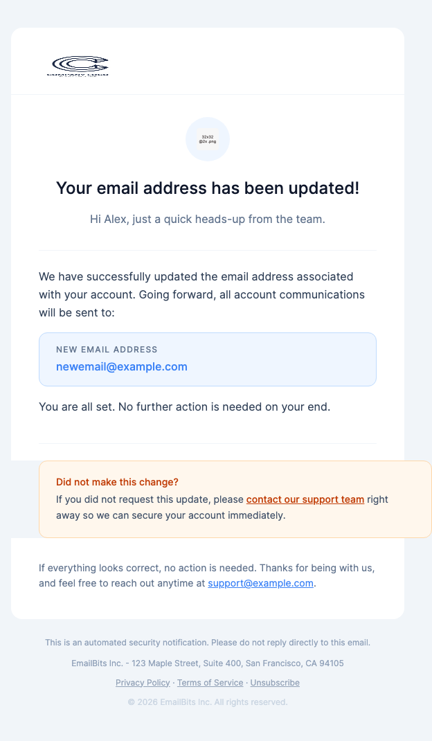 Email Address Changed – Friendly