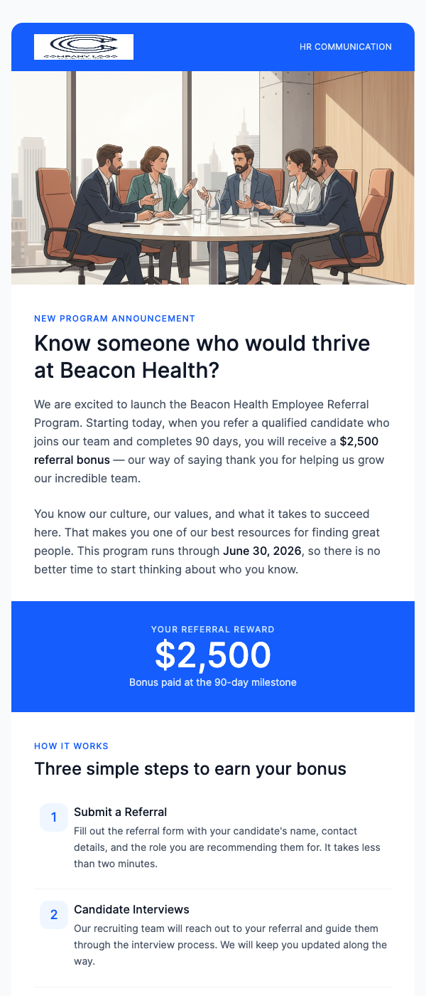 Employee Referral Program Announcement