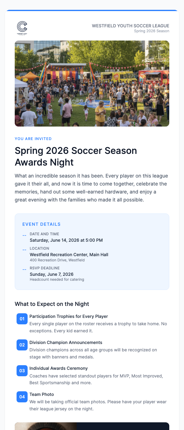 End of Season Awards Ceremony Invite