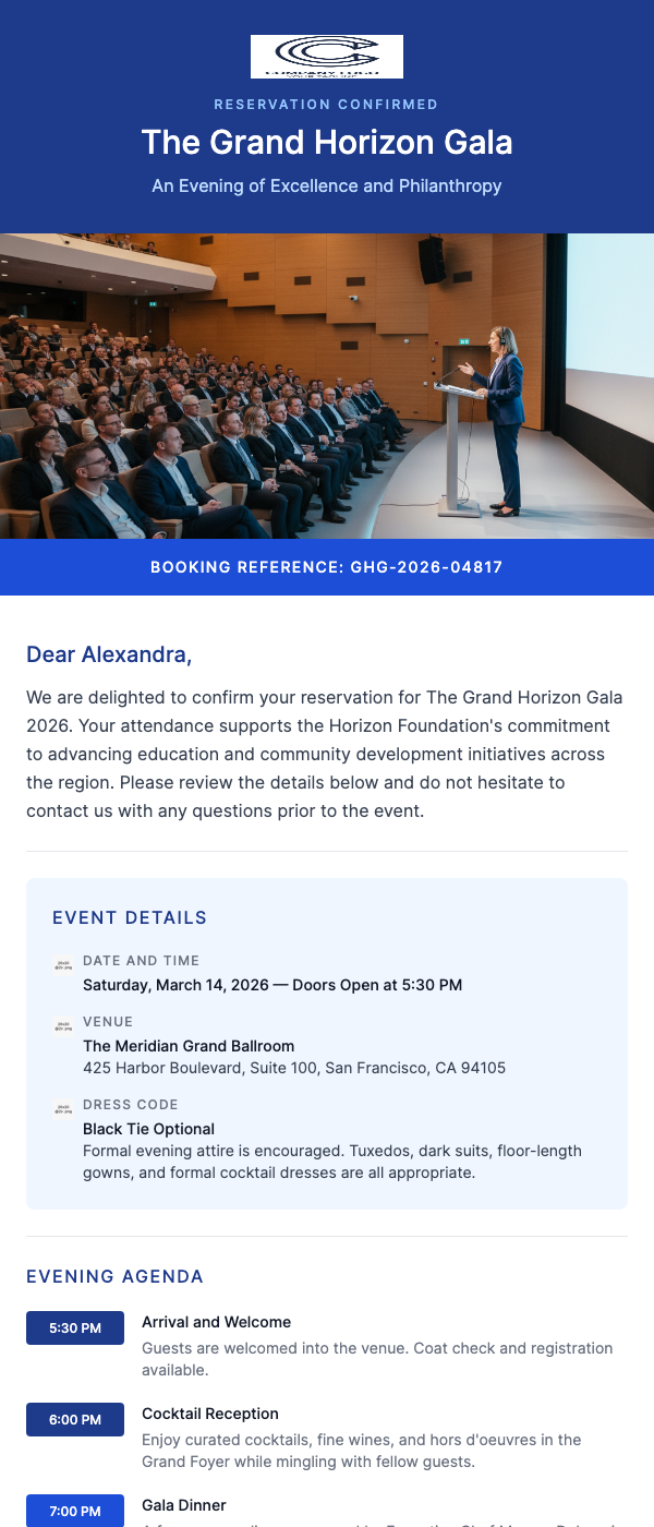 Event Registration Confirmation – See You at the Gala