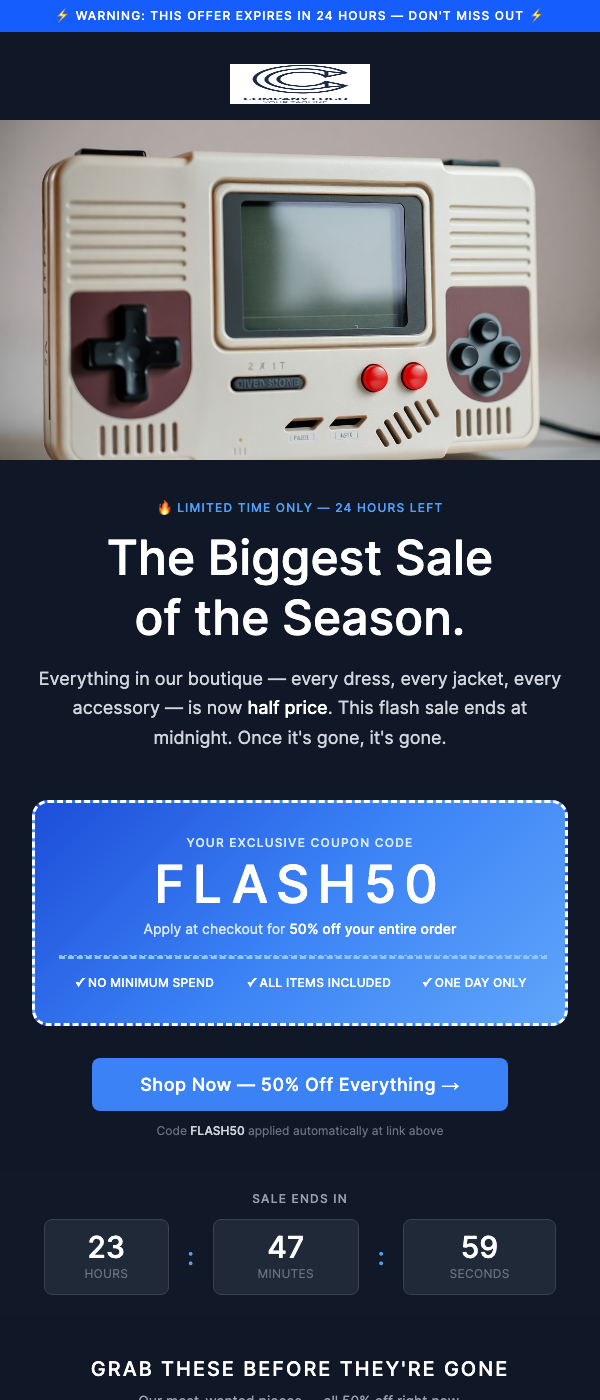 Flash Sale – 24 Hours Only