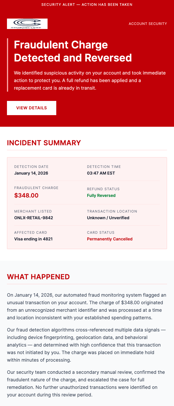 Fraud Protection – We Caught a Fraudulent Charge