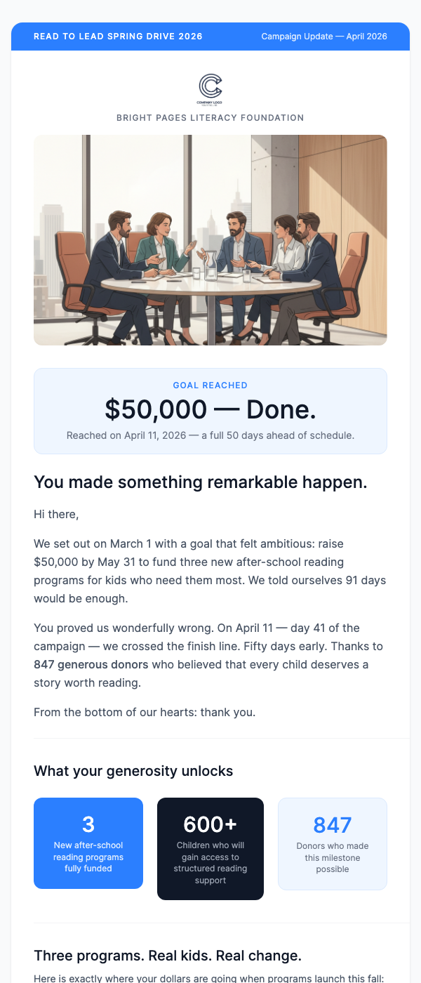 Fundraiser Milestone Hit