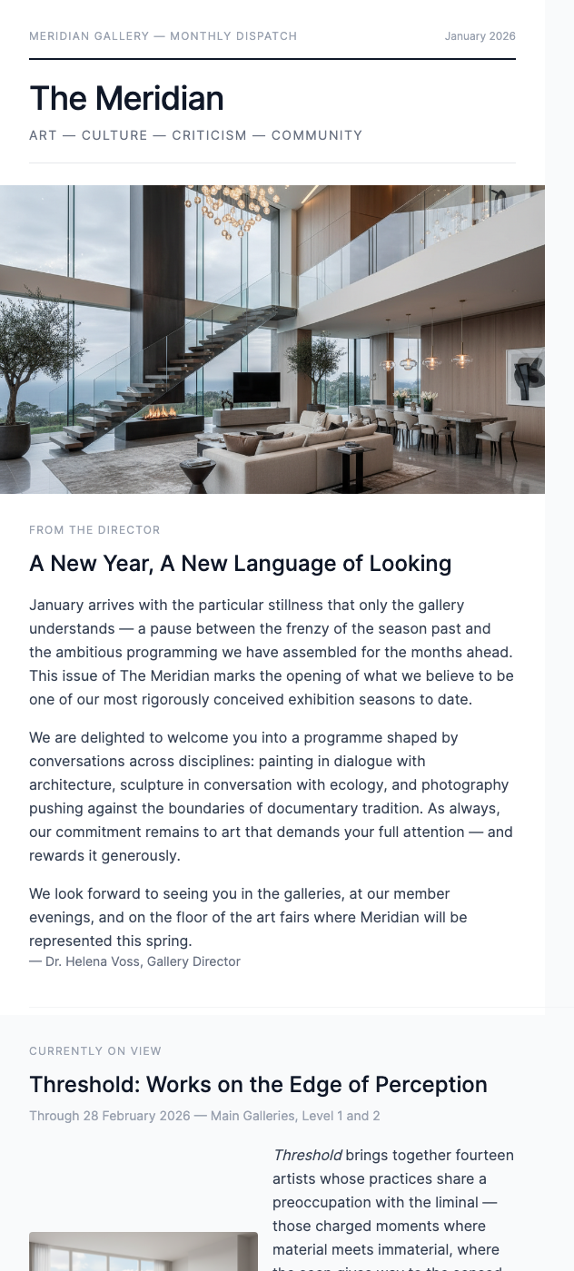 Gallery Newsletter – This Month in Art