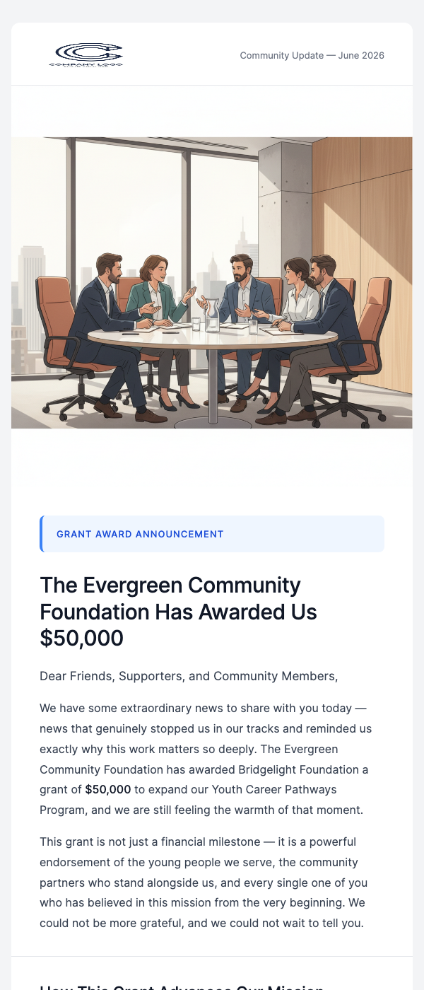 Grant Award Announcement – We've Won Funding