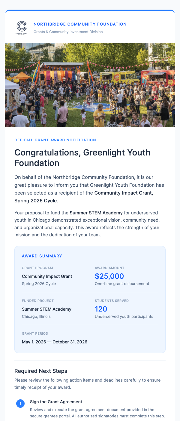 Grant Award Notification