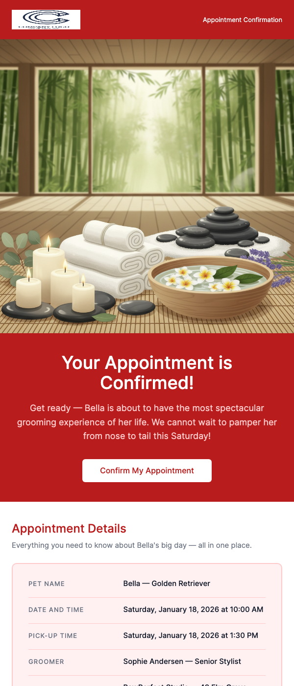 Grooming Appointment Confirmed – Bring Fluffy In