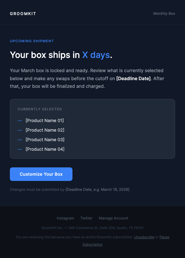 Grooming Box Renewal – Your Next Box Ships Soon